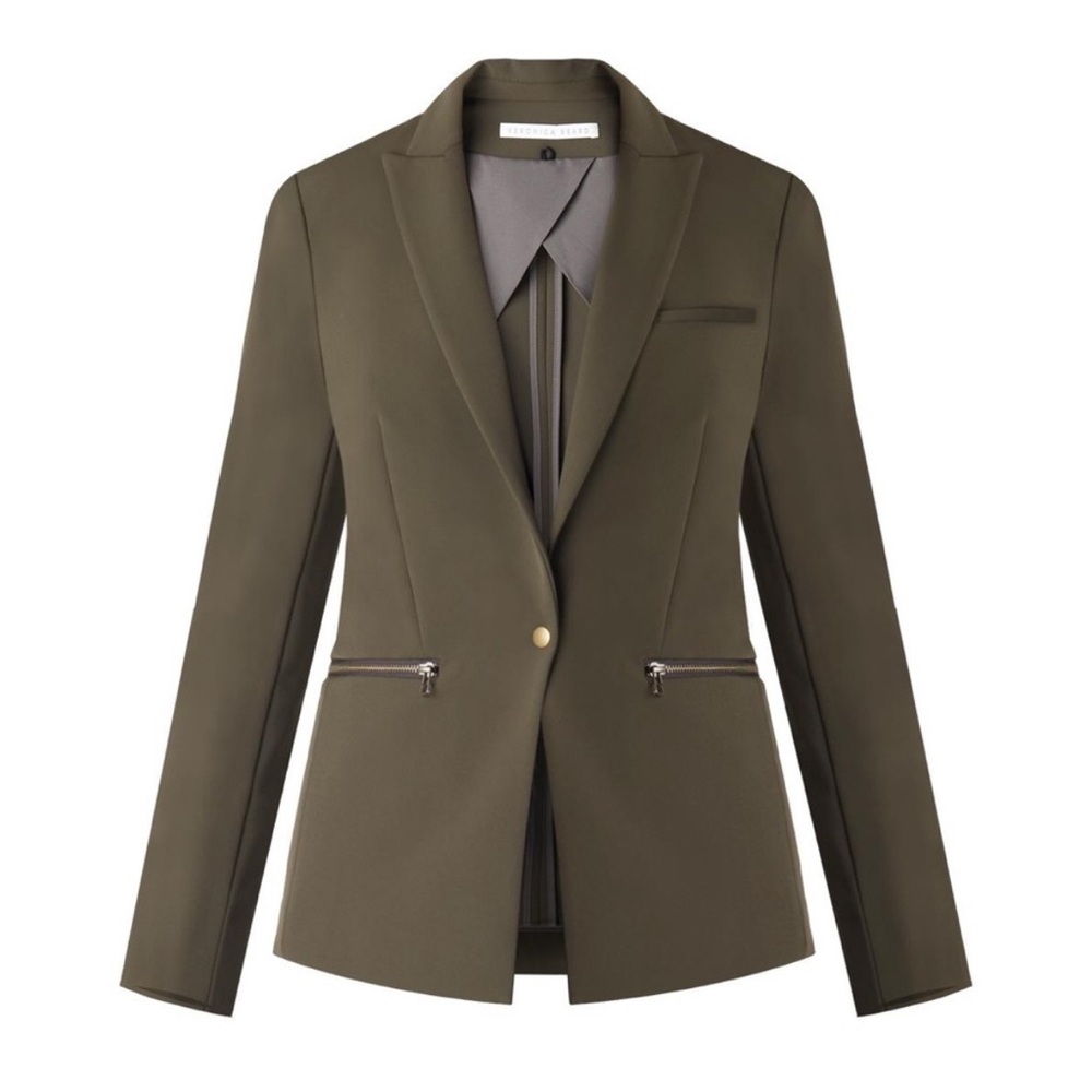 Veronica Beard Scuba Dickey Jacket Army Green Size 4